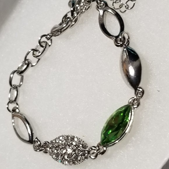 Swarovski Crystals and Green Emerald Marquee Cz Bracelet Dazzle - Picture 1 of 9